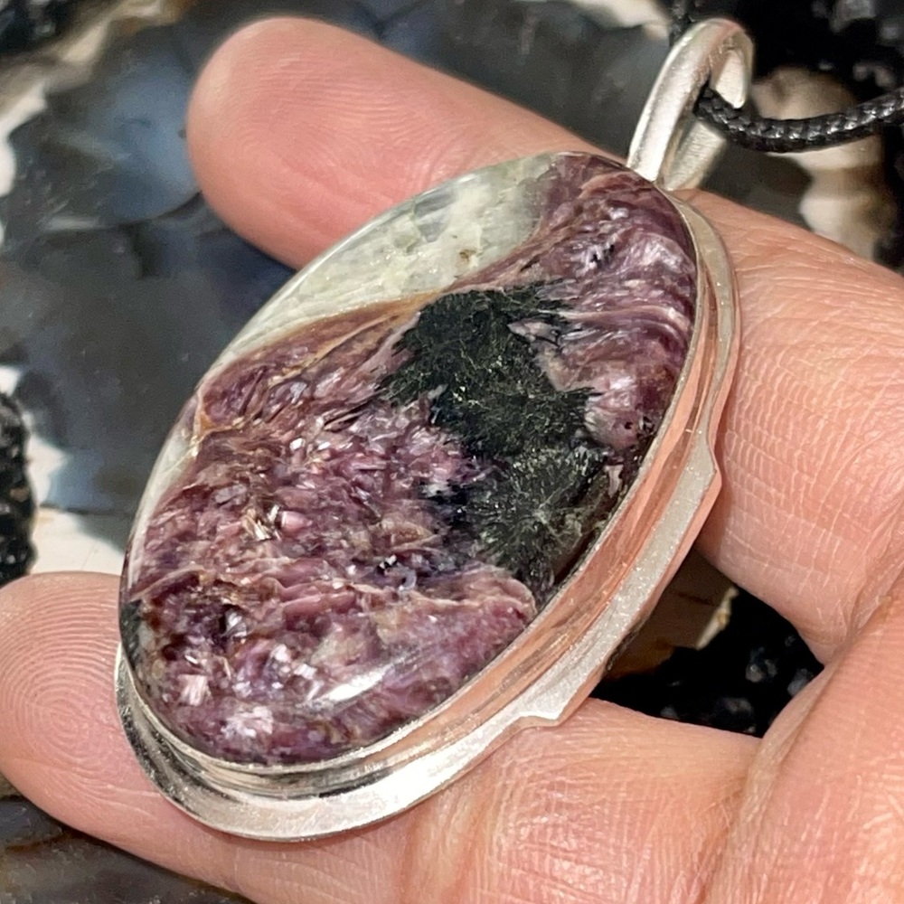 Pretty Purple Charoite Pendant 2 1/4”